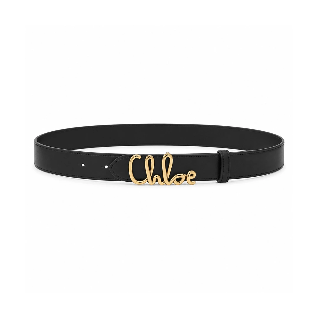 끌로에 골드 버클 Chloé Iconic 벨트 30mm 블랙, 다크 브라운, 브라운 · 1