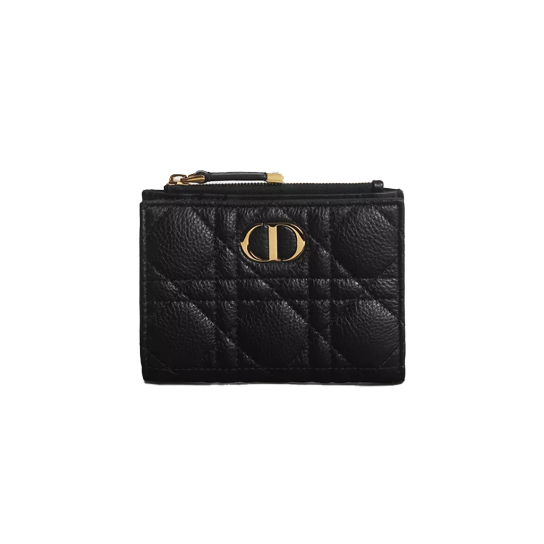 디올 Dior Caro Dahlia 지갑 블랙 서플 까나쥬 송아지 가죽 · 1